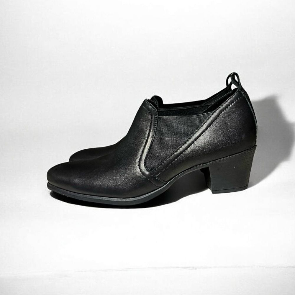 🌻 Munro Jessie Black Leather Comfort Slip On Arch Support Ankle Boots Size 8.5N